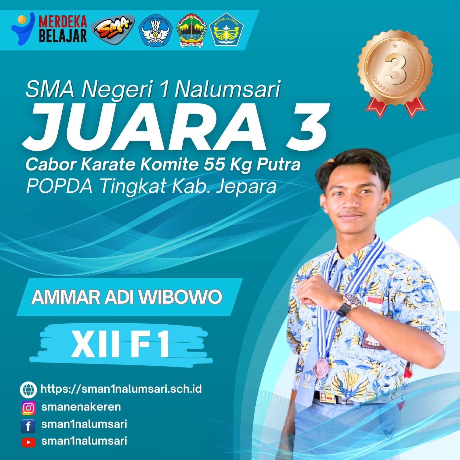 Juara 3 Cabor Karate 55 Kg Putra POPDA Kab. Jepara 2024