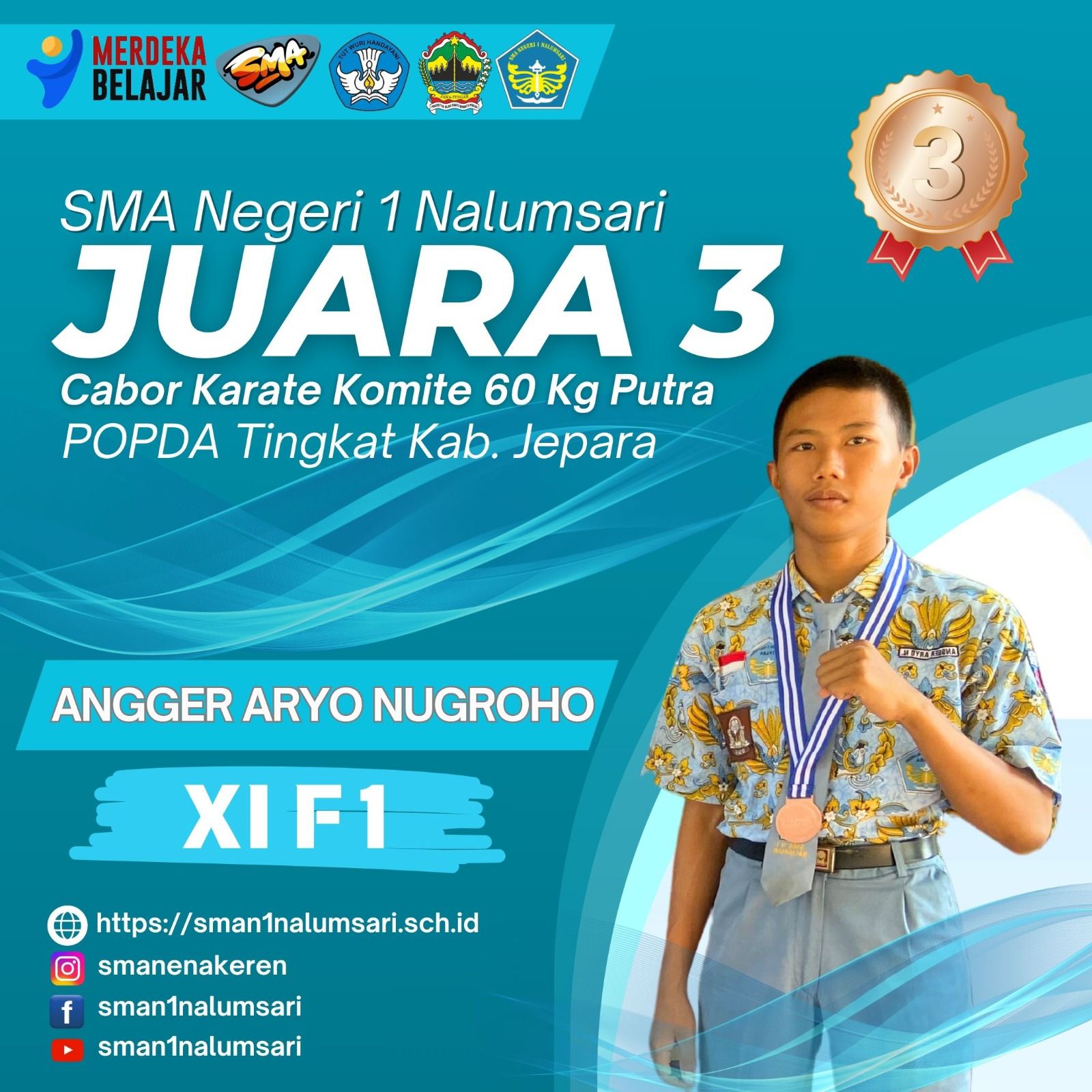 Juara 3 Cabor Karate 60 Kg Putra POPDA Kab. Jepara 2024