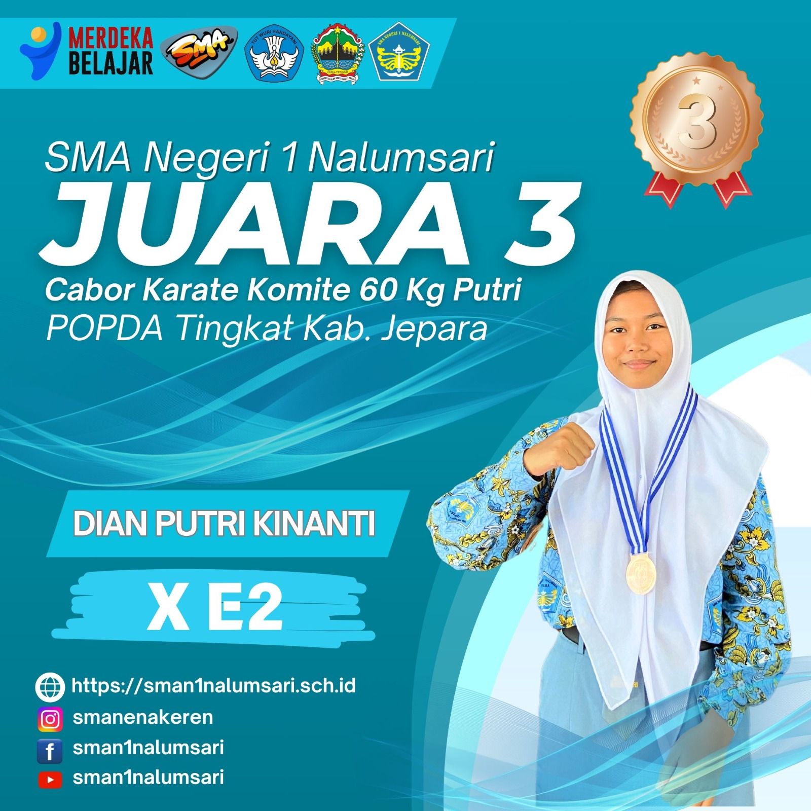 Juara 3 Cabor Karate 60 Kg Putri POPDA Kab. Jepara 2024