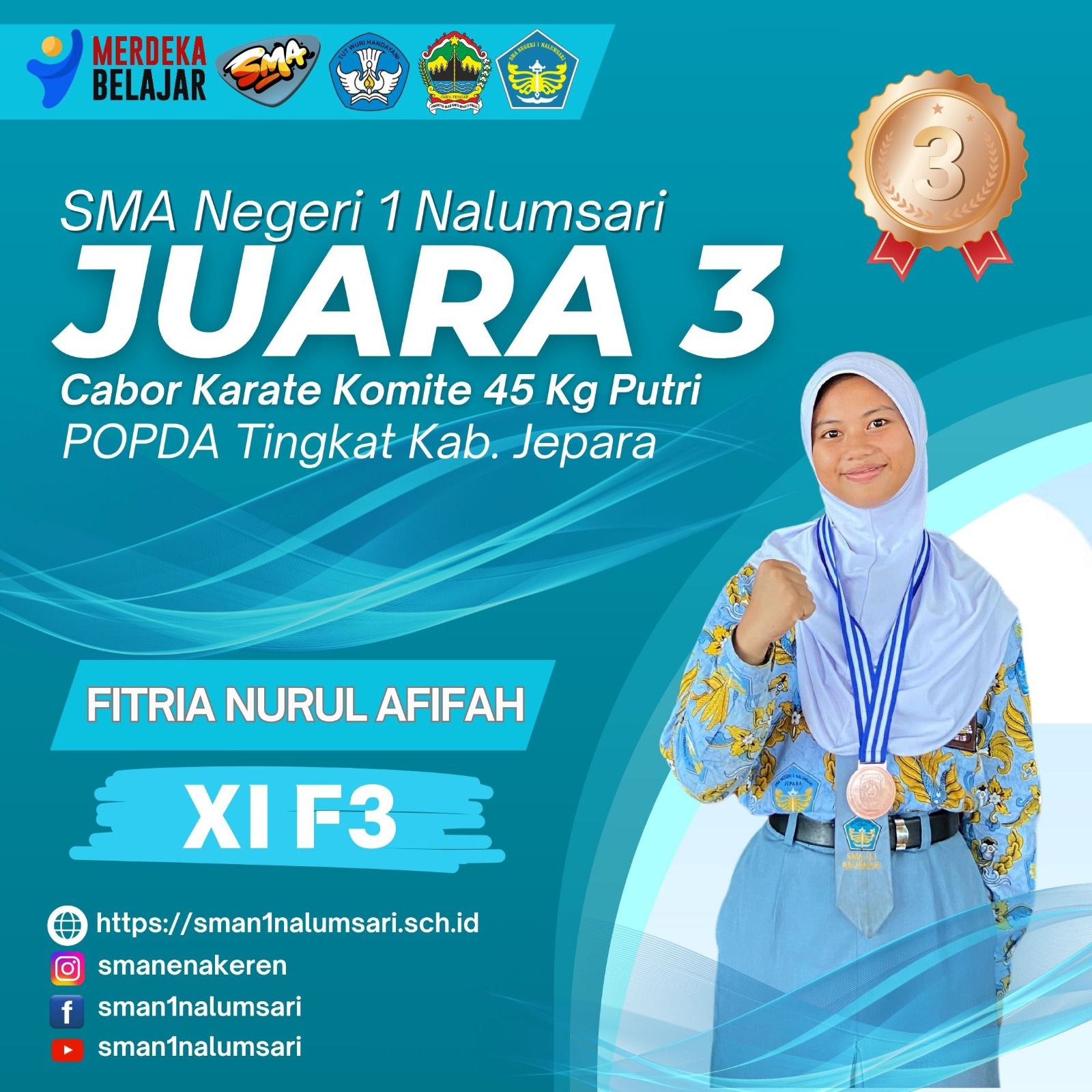 Juara 3 Cabor Karate 45 Kg Putri POPDA Kab. Jepara 2024