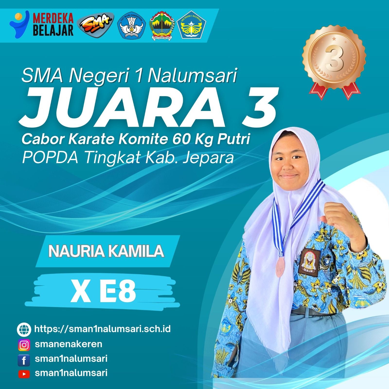 Juara 3 Cabor Karate 60 Kg Putri POPDA Kab. Jepara 2024