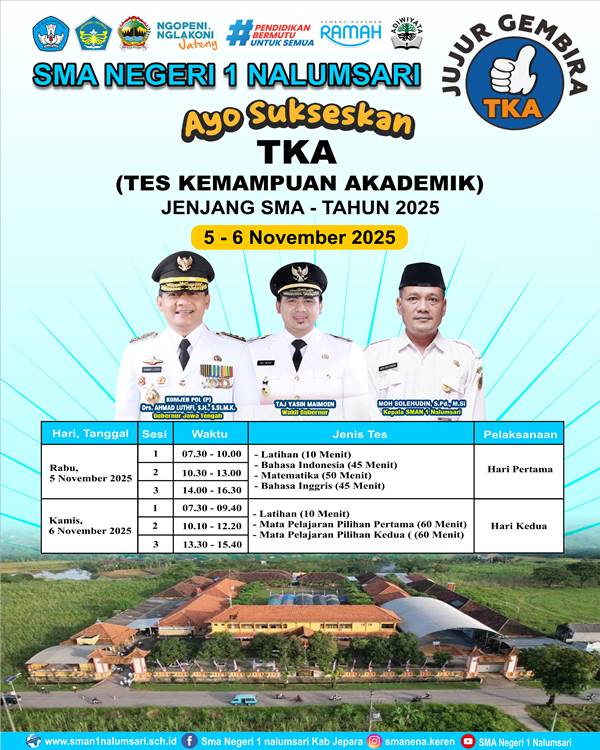 JADWAL TKA SMAN 1 NALUMSARI 2025 JADWAL TKA SMAN 1 NALUMSARI 2025