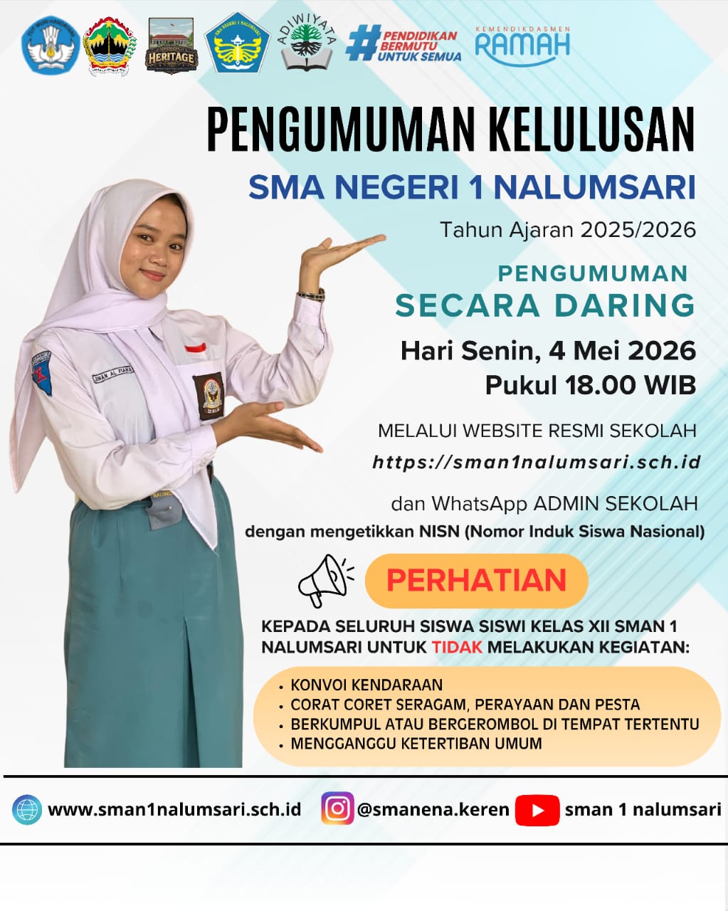 PENGUMUMAN KELULUSAN SMA NEGERI 1 NALUMSARI 2025/2026
